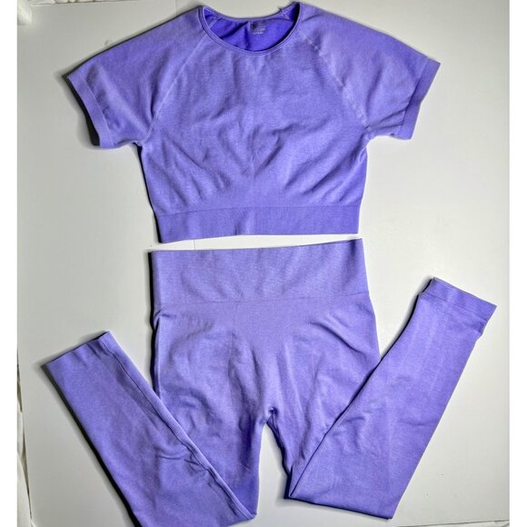 2-Piece Lavender Seamless Workout Set XL Nylon/Elastane - Picture 1 of 6